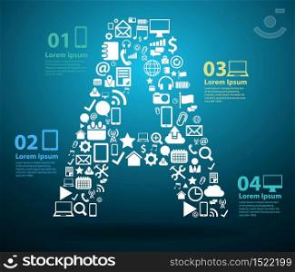 Application icons alphabet letters A design, Technology business software and social media networking online concept, Vector illustration modern template design