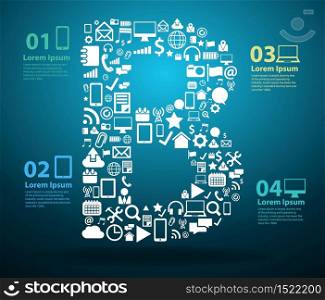 Application icons alphabet letters B design, Technology business software and social media networking online concept, Vector illustration modern template design