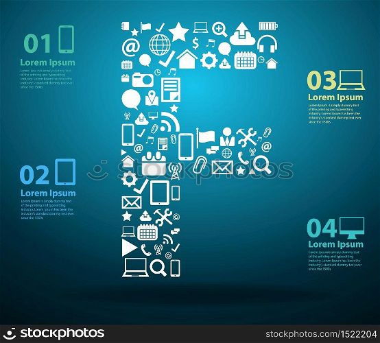 Application icons alphabet letters F design, Technology business software and social media networking online concept, Vector illustration modern template design