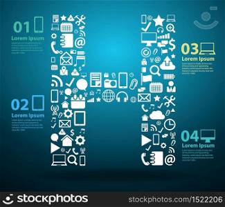 Application icons alphabet letters H design, Technology business software and social media networking online concept, Vector illustration modern template design