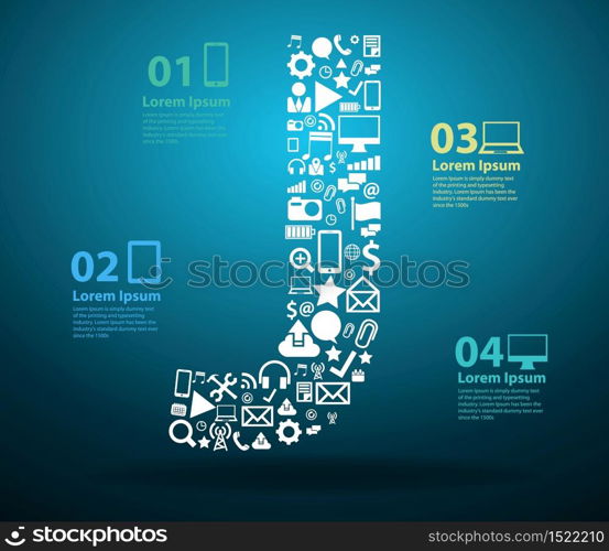 Application icons alphabet letters J design, Technology business software and social media networking online concept, Vector illustration modern template design