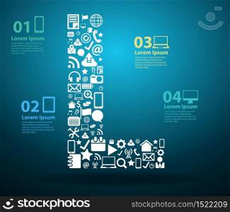 Application icons alphabet letters L design, Technology business software and social media networking online concept, Vector illustration modern template design