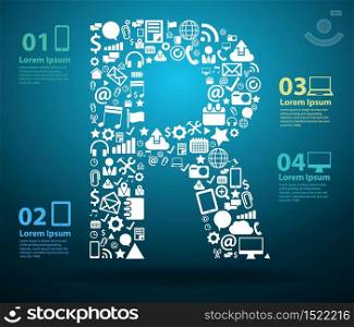 Application icons alphabet letters R design, Technology business software and social media networking online concept, Vector illustration modern template design