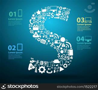 Application icons alphabet letters S design, Technology business software and social media networking online concept, Vector illustration modern template design