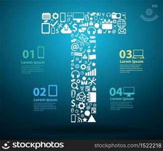 Application icons alphabet letters T design, Technology business software and social media networking online concept, Vector illustration modern template design