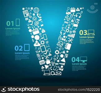 Application icons alphabet letters V design, Technology business software and social media networking online concept, Vector illustration modern template design
