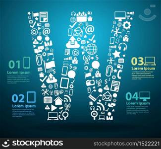 Application icons alphabet letters W design, Technology business software and social media networking online concept, Vector illustration modern template design