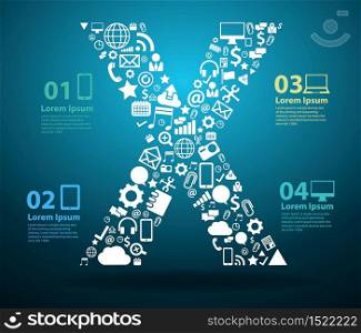 Application icons alphabet letters X design, Technology business software and social media networking online concept, Vector illustration modern template design