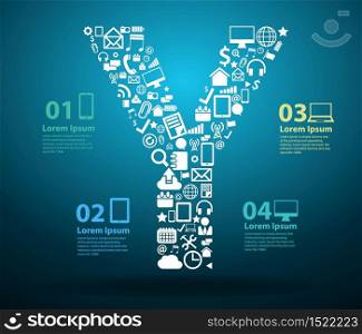 Application icons alphabet letters Y design, Technology business software and social media networking online concept, Vector illustration modern template design