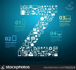 Application icons alphabet letters Z design, Technology business software and social media networking online concept, Vector illustration modern template design