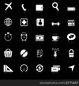Application icons with reflect on black background. Set 2, stock vector