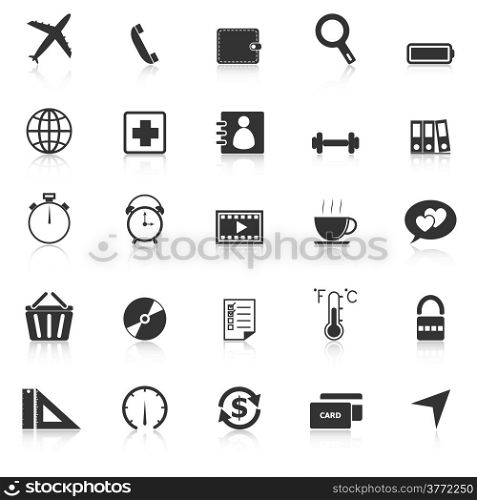 Application icons with reflect on white background. Set 2, stock vector