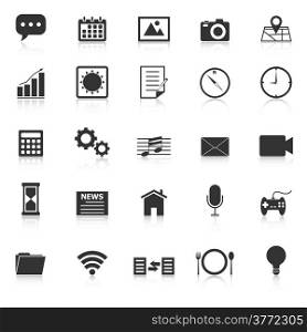Application icons with reflect on white background, stock vector