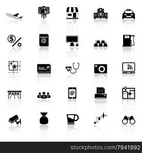 Application icons with reflect on white background, stock vector