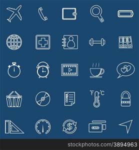 Application line icons on blue background. Set 2, stock vector