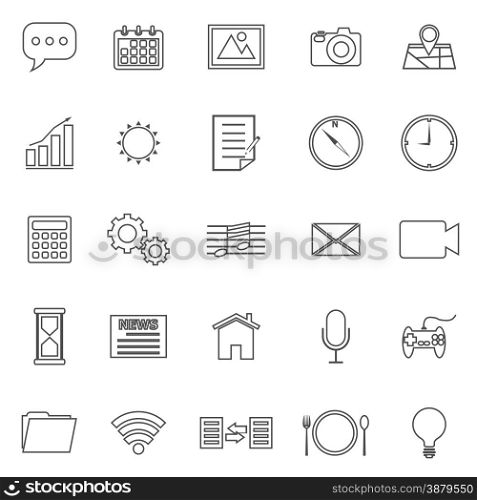 Application line icons on white background, stock vector