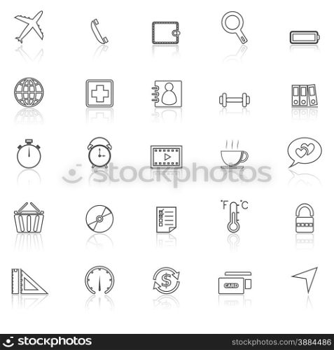 Application line icons with reflect on white.Set 2, stock vector