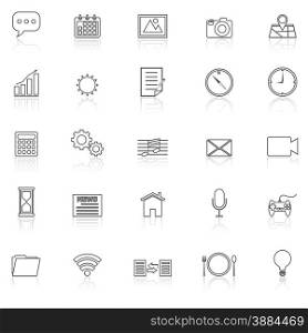 Application line icons with reflect on white, stock vector