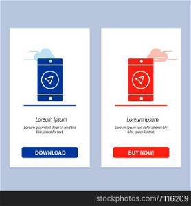Application, Message, Mobile Apps, poniter Blue and Red Download and Buy Now web Widget Card Template