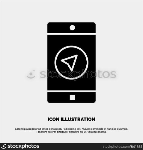 Application, Message, Mobile Apps, poniter solid Glyph Icon vector