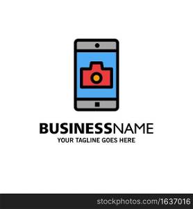 Application, Mobile, Mobile Application, Camera Business Logo Template. Flat Color