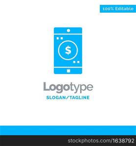 Application, Mobile, Mobile Application, Dollar Blue Solid Logo Template. Place for Tagline