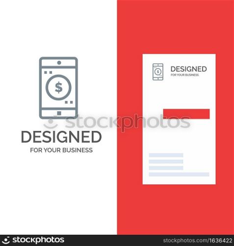Application, Mobile, Mobile Application, Dollar Grey Logo Design and Business Card Template