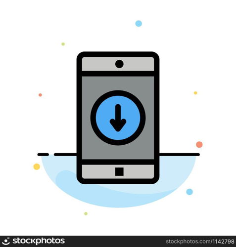 Application, Mobile, Mobile Application, Down, Arrow Abstract Flat Color Icon Template