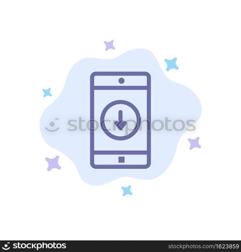 Application, Mobile, Mobile Application, Down, Arrow Blue Icon on Abstract Cloud Background