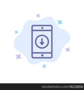 Application, Mobile, Mobile Application, Down, Arrow Blue Icon on Abstract Cloud Background