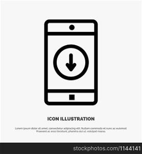 Application, Mobile, Mobile Application, Down, Arrow Line Icon Vector