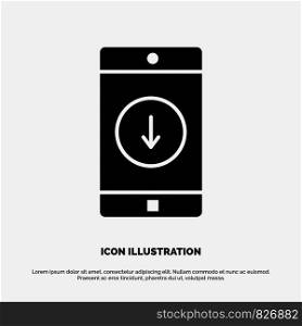 Application, Mobile, Mobile Application, Down, Arrow solid Glyph Icon vector