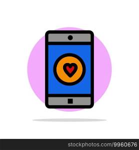 Application, Mobile, Mobile Application, Like, Heart Abstract Circle Background Flat color Icon