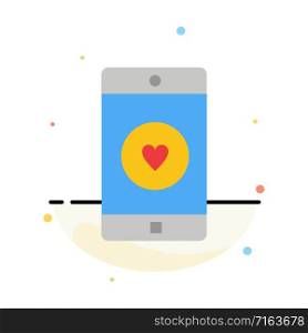 Application, Mobile, Mobile Application, Like, Heart Abstract Flat Color Icon Template