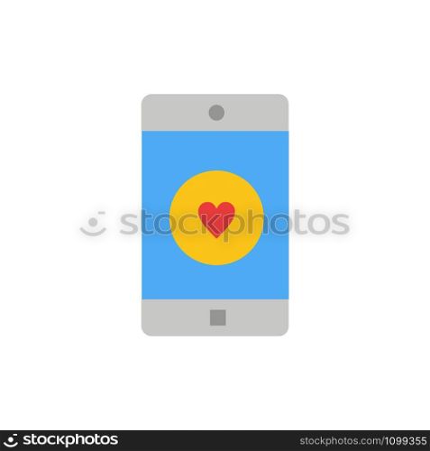 Application, Mobile, Mobile Application, Like, Heart Flat Color Icon. Vector icon banner Template