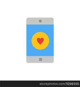 Application, Mobile, Mobile Application, Like, Heart Flat Color Icon. Vector icon banner Template