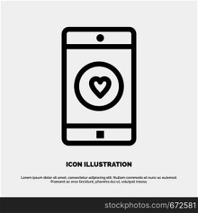 Application, Mobile, Mobile Application, Like, Heart Line Icon Vector