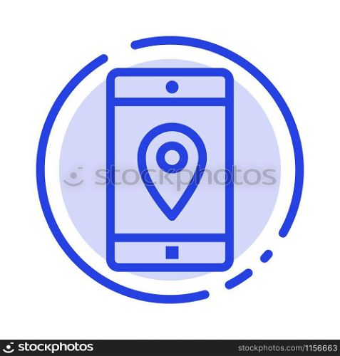 Application, Mobile, Mobile Application, Location, Map Blue Dotted Line Line Icon