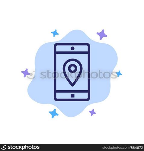 Application, Mobile, Mobile Application, Location, Map Blue Icon on Abstract Cloud Background