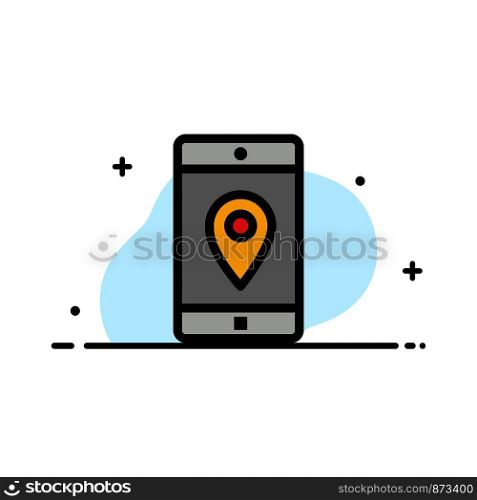 Application, Mobile, Mobile Application, Location, Map Business Flat Line Filled Icon Vector Banner Template