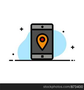 Application, Mobile, Mobile Application, Location, Map Business Flat Line Filled Icon Vector Banner Template