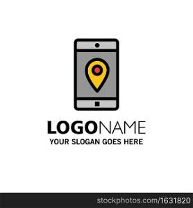 Application, Mobile, Mobile Application, Location, Map Business Logo Template. Flat Color