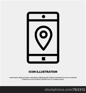 Application, Mobile, Mobile Application, Location, Map Line Icon Vector