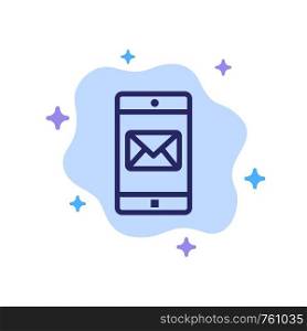 Application, Mobile, Mobile Application, Mail Blue Icon on Abstract Cloud Background