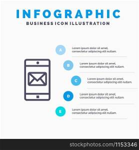 Application, Mobile, Mobile Application, Mail Line icon with 5 steps presentation infographics Background