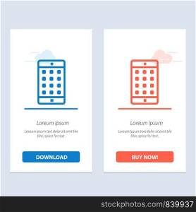 Application, Mobile, Mobile Application, Password Blue and Red Download and Buy Now web Widget Card Template