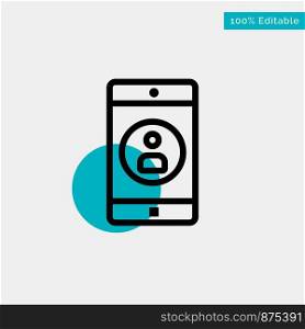 Application, Mobile, Mobile Application, Profile turquoise highlight circle point Vector icon