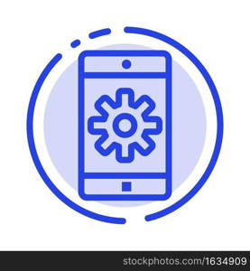 Application, Mobile, Mobile Application, Setting Blue Dotted Line Line Icon