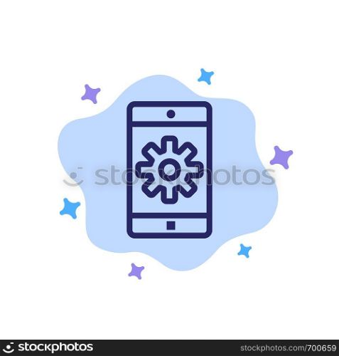 Application, Mobile, Mobile Application, Setting Blue Icon on Abstract Cloud Background
