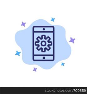 Application, Mobile, Mobile Application, Setting Blue Icon on Abstract Cloud Background